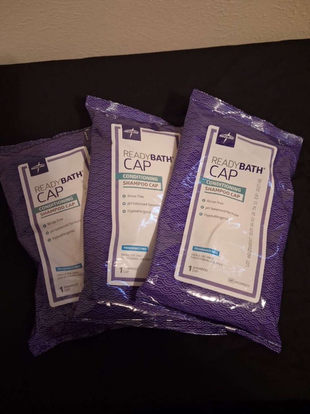 Medline ReadyBath CAP Conditioning Shampoo Cap Bundle of 3 NEW